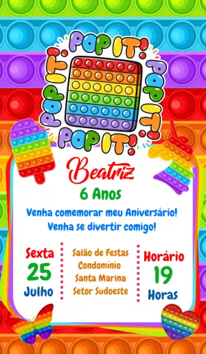 Convite aniversário Pop It