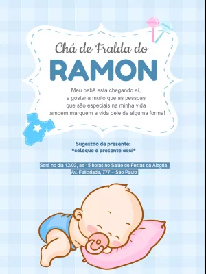 Convite Chá de fraldas de menino