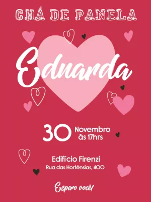 Convite de chá de panela corações