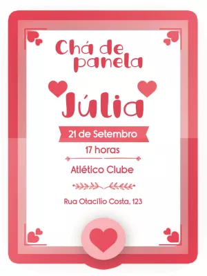 Convite de chá de panela corações