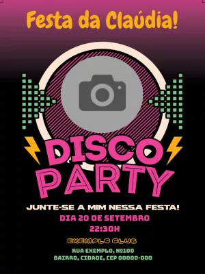 Convite aniversário Balada com foto