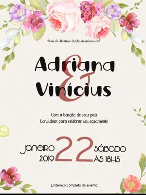 Convite de casamento Floral Romântico