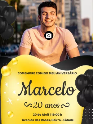 Convite de aniversário Masculino com foto