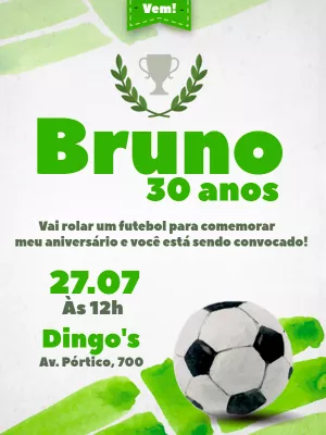 Convite de aniversário Futebol