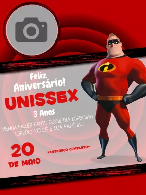 Convite de aniversário os Incríveis com foto