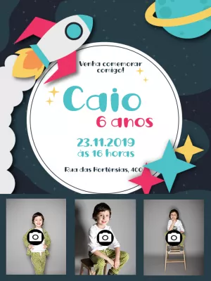 Convite de aniversário Astronauta com foto