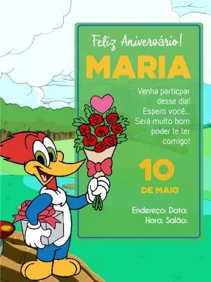 Convite de aniversário Pica Pau