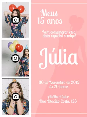 Convite de aniversário 15 anos com foto