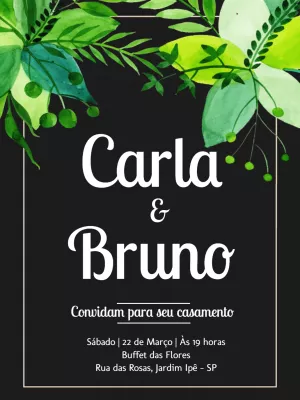 Convite de casamento folhagem