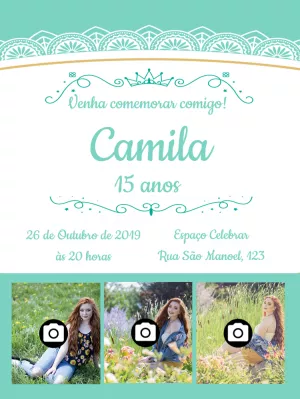 Convite de aniversário 15 anos com fotos