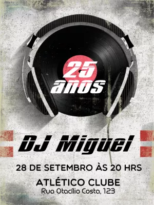 Convite de aniversário DJ vinil