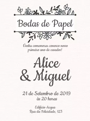 Convite Bodas de Papel