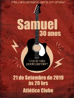 Convite de aniversário Show de Rock Vintage