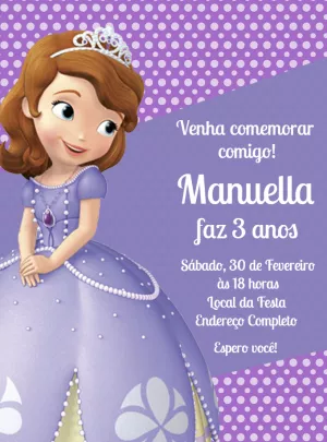 Convite Aniversário Princesinha Sofia