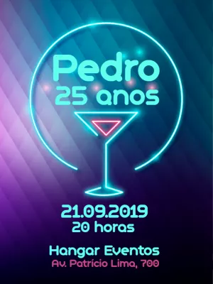 Convite aniversário neon drinks