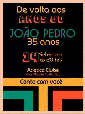 Convite de aniversário Discoteca Retrô