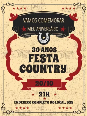Convite para festa Country