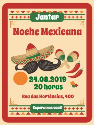 Convite de jantar comida mexicana