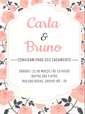 Convite casamento floral rosa