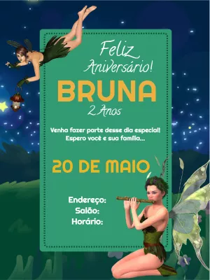 Convite de aniversário Fadas