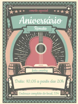 Convite para festa Country