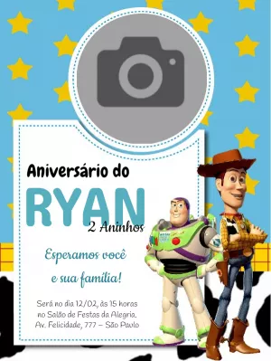 Convite de Aniversário Toy Story com foto