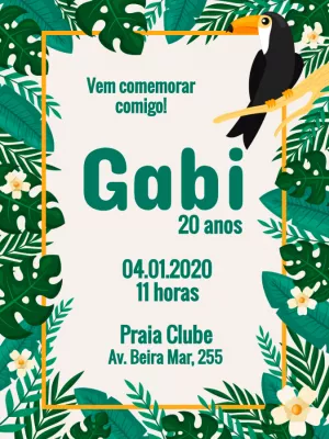 Convite de aniversário tucano tropical