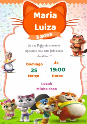 Convite aniversário 44 gatos