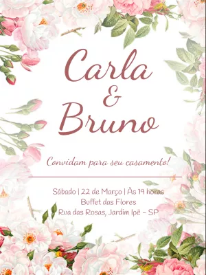 Convite casamento floral - Branco minimalista