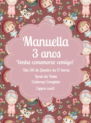 Convite aniversário Chapeuzinho Vermelho