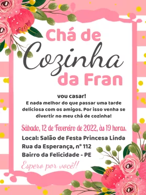 Convite para Chá de Cozinha Floral