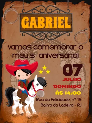Convite aniversário Cowboy