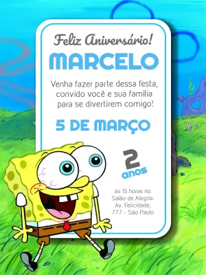 Convite de aniversário Bob Esponja