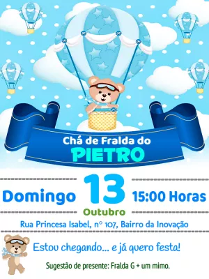 Convite chá rifa Ursinho Baloeiro