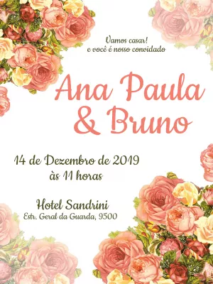Convite casamento floral - rosas