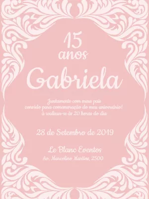 Convite de 15 anos rosa - Arabescos