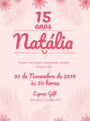 Convite de 15 anos - rosa floral