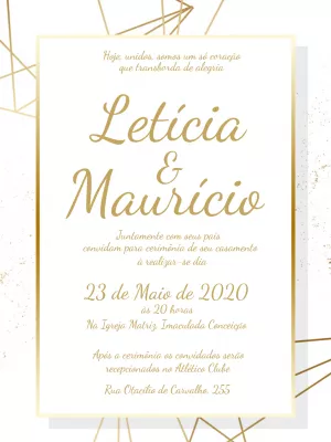Convite casamento branco e dourado - Elegante