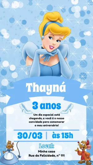 Convite Aniversário Princesa Cinderela