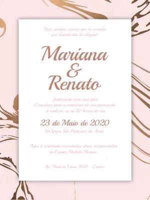 Convite casamento marmorizado rosê