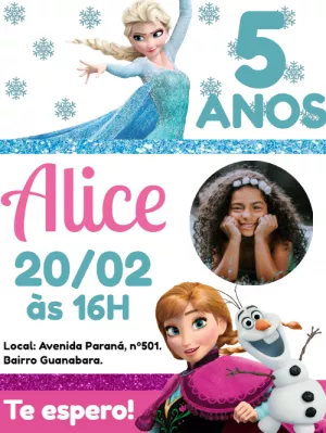 Convite aniversário Frozen com foto