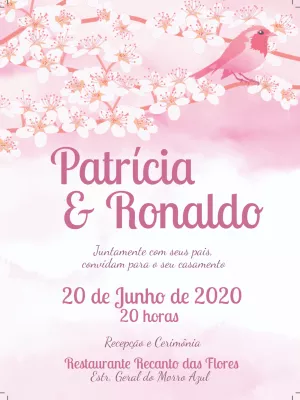 Convite casamento floral rosa