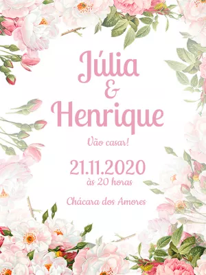 Convite casamento floral aquarela