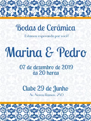 Convite Bodas de Cerâmica