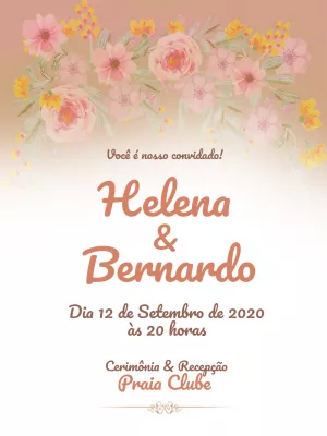 Convite casamento floral - Branco e bege