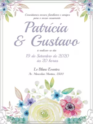 Convite casamento floral aquarela