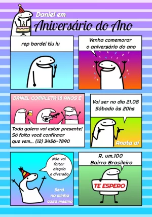 Convite aniversáio Flork Quadrinhos