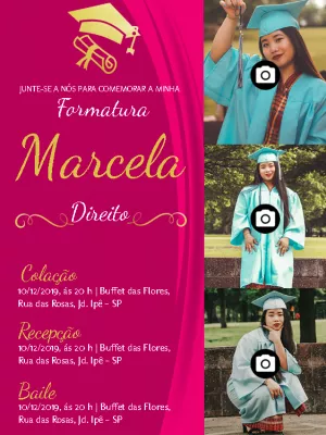 Convite de Formatura em Direito com fotos