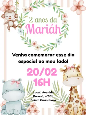 Convite aniversário Safari