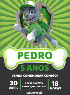 Convite Aniversário Patrulha Canina Rocky